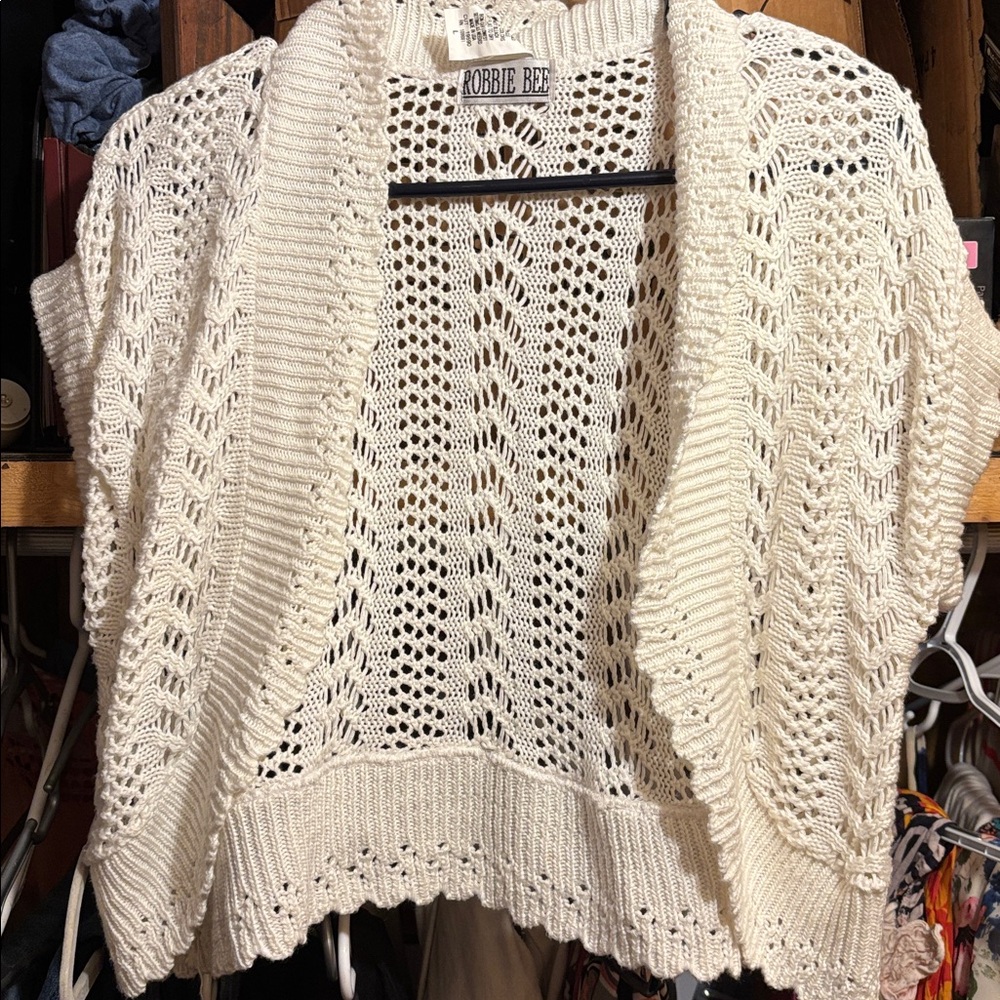 Robbie Bee Ivory Open-Front Cardigan